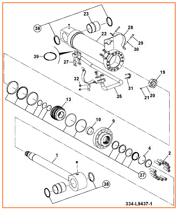 Гидроцилиндр ковша JCB 334/L9437, 334-L9437