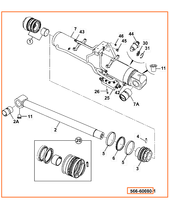 Гидроцилиндр JCB 566/60080, 566-60080