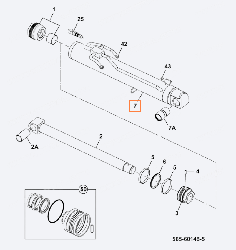 Цилиндр гидроцилиндра JCB 565/70148, 565-70148