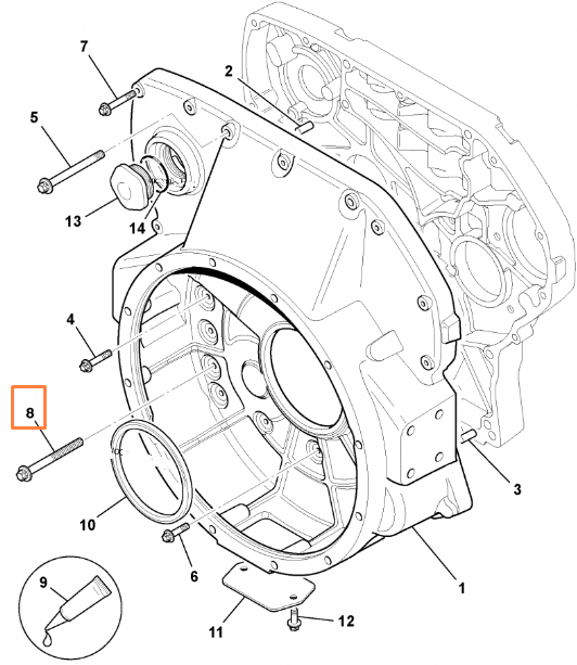 Болт крепления корпуса маховика JCB 1319/3416Z, 1319-3416Z