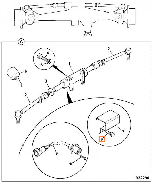 Болт крепления гидроцилиндра колес JCB 826/01666, 826-01666
