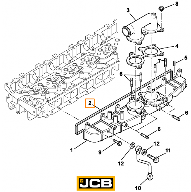 Прокладка впускного коллектора JCB 02/801246, 02-801246