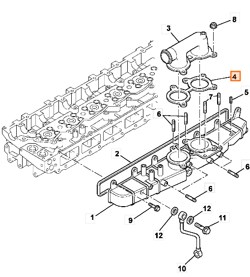 Прокладка индукционного колена JCB 02/801251, 02-801251