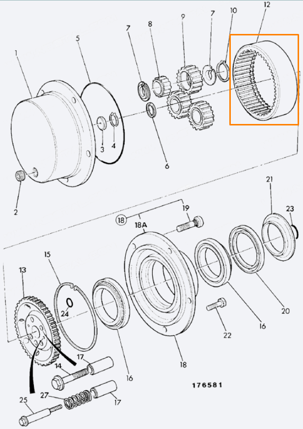 Шестерня с внутренними шлицами JCB 440/00704, 440-00704