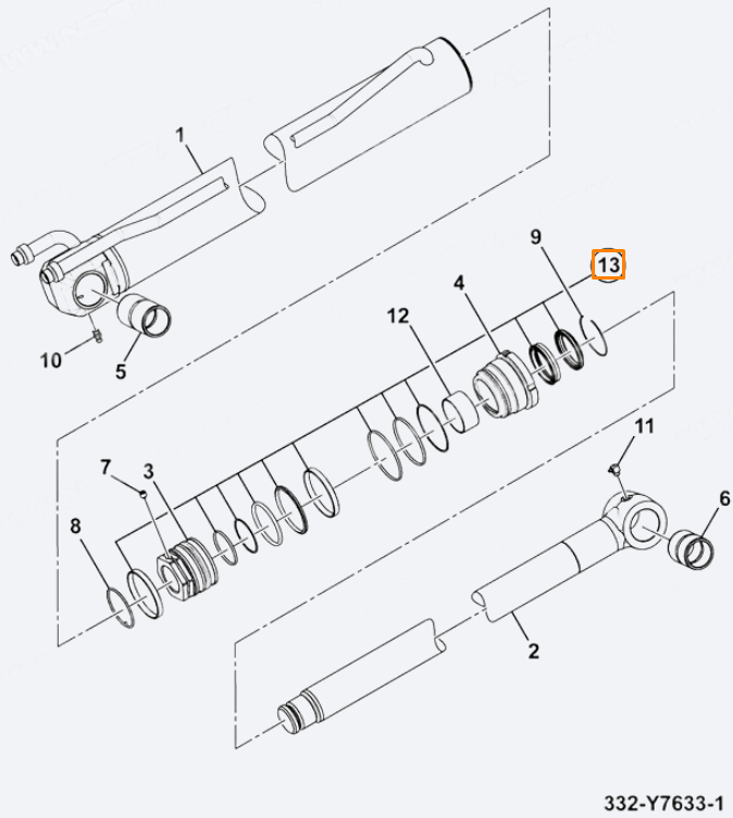 Ремкомплект гидроцилиндра заднего ковша 90x60 JCB 332/Y8994, 332-Y8994