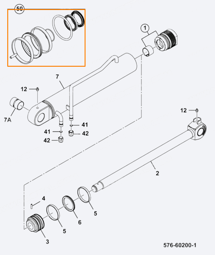 Ремкомплект гидроцилиндра рукояти JCB Mini 991/20008, 991-20008