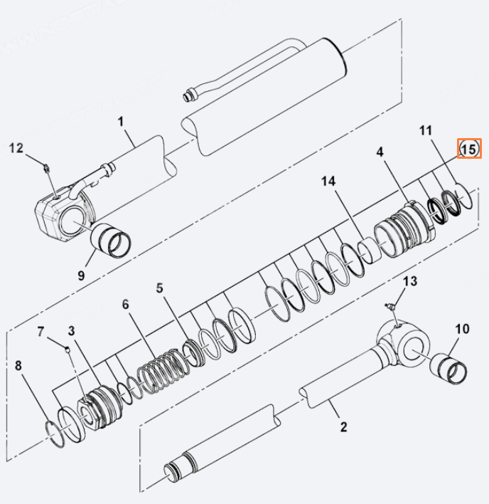 Ремкомплект гидроцилиндра рукояти JCB 333/Y6023, 333-Y6023