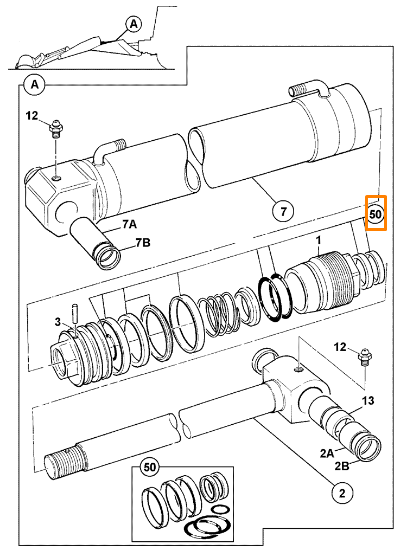 Ремкомплект гидроцилиндра JCB 334/P2766, 334-P2766