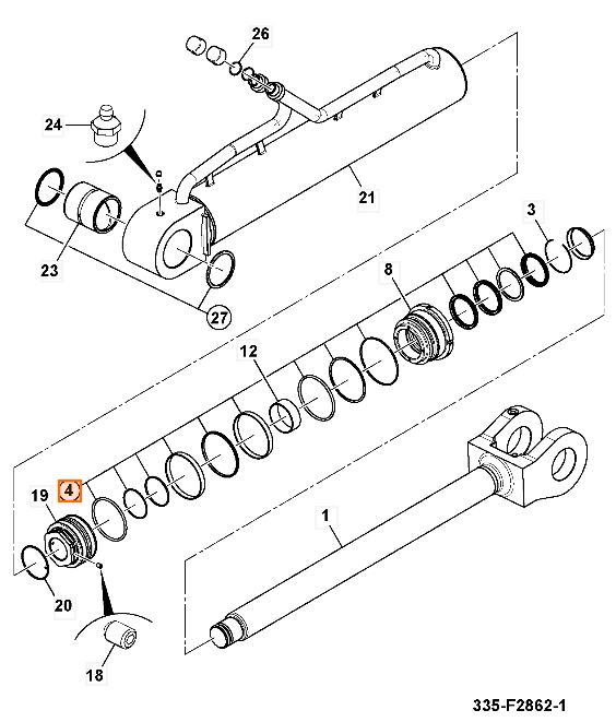 Ремкомплект гидроцилиндра JCB 335/H0424, 335-H0424