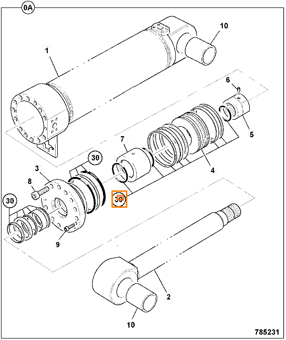Ремкомплект гидроцилиндра ковша JCB 991/10158, 991-10158