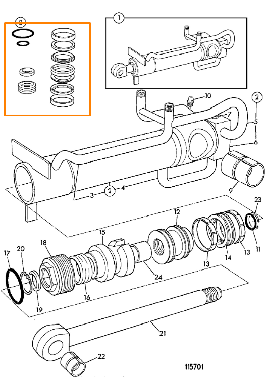 Ремкомплект гидроцилиндра JCB MINI 556/24900K, 556-24900K