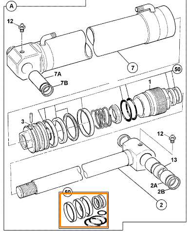 Ремкомплект гидроцилиндра JCB MINI 557/06700K, 557-06700K