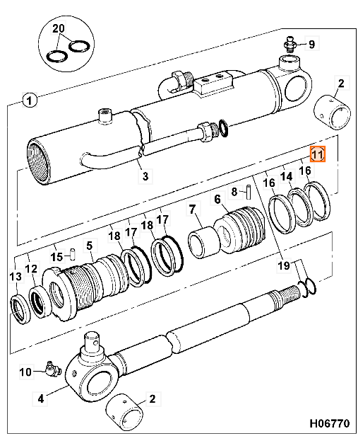 Ремкомплект гидроцилиндра JCB 556/08300K, 556-08300K