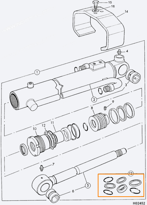 Ремкомплект гидроцилиндра JCB MINI 232/08512, 232-08512