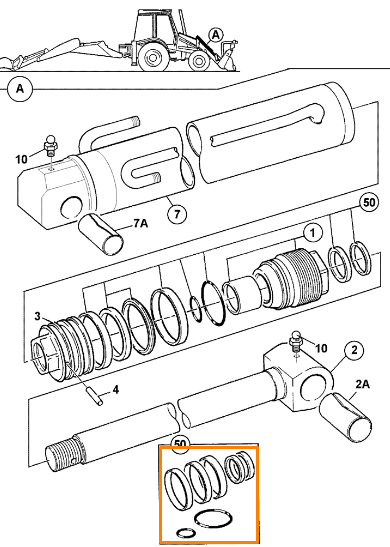 Ремкомплект гидроцилиндра ковша JCB JS220 331/38788, 331-38788