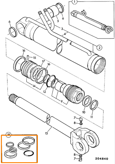 Ремкомплект гидроцилиндра JCB 262/83024, 262-83024