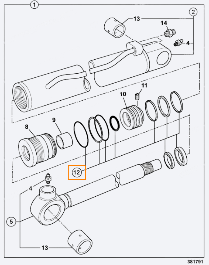 Ремкомплект гидроцилиндра JCB 903/21083, 903-21083