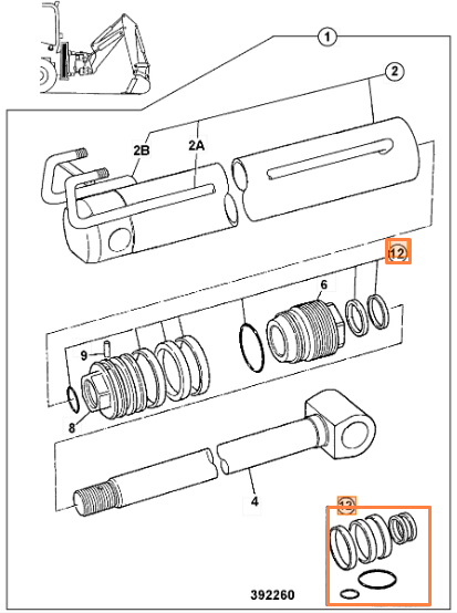 Ремкомплект гидроцилиндра JCB 991/10081, 991-10081