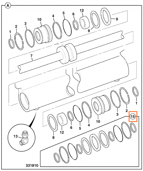 Ремкомплект гидроцилиндра JCB 998/10369, 998-10369