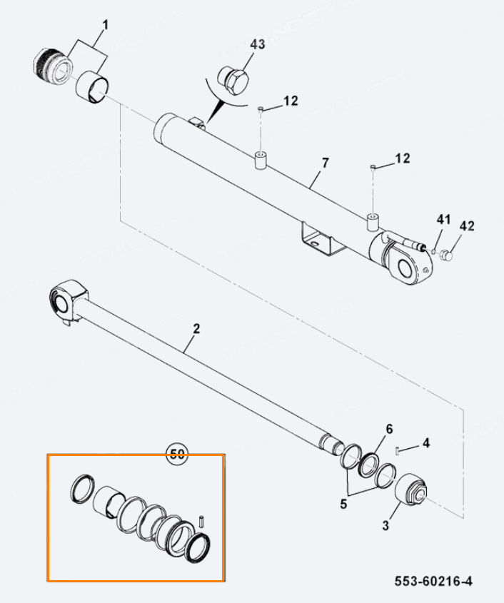 Ремкомплект гидроцилиндра JCB 991/00169, 991-00169