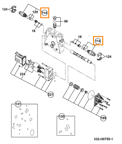 Клапан трёх секционного распределителя JCB 25/221882, 25-221882