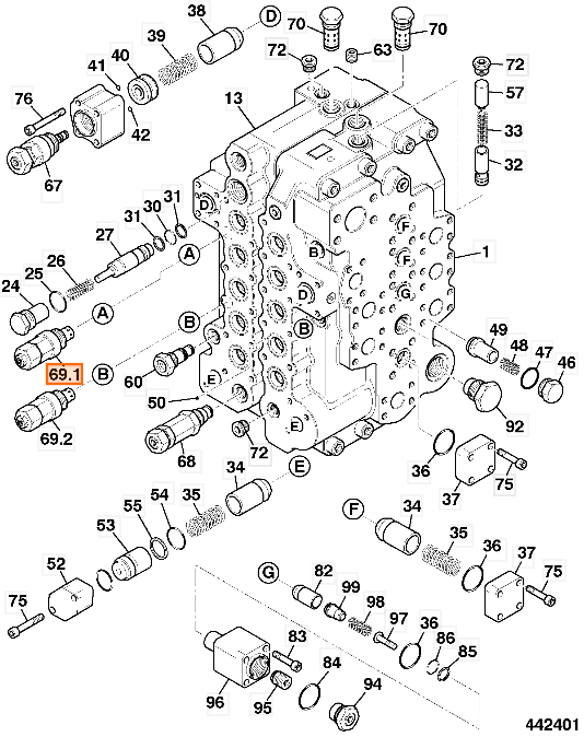 Клапан гидравлический JCB 25/221793, 25-221793