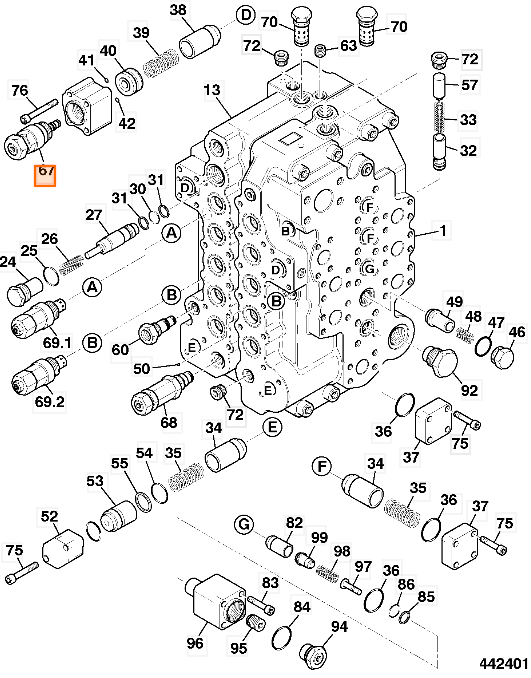 Клапан гидравлический JCB 25/221791, 25-221791