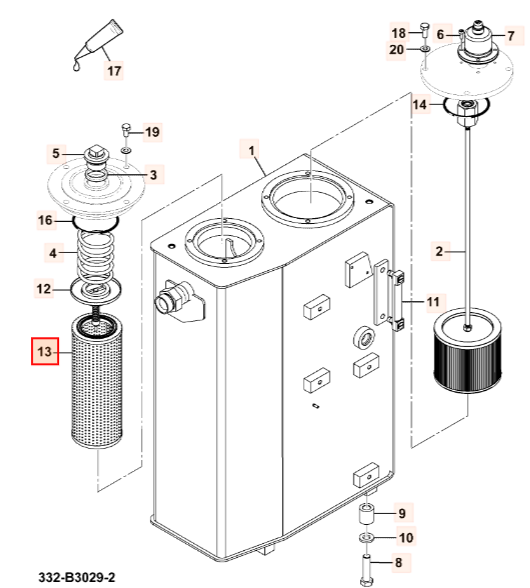 Гидравлический фильтр JCB 332/B1477, 332-B1477, 332B1477