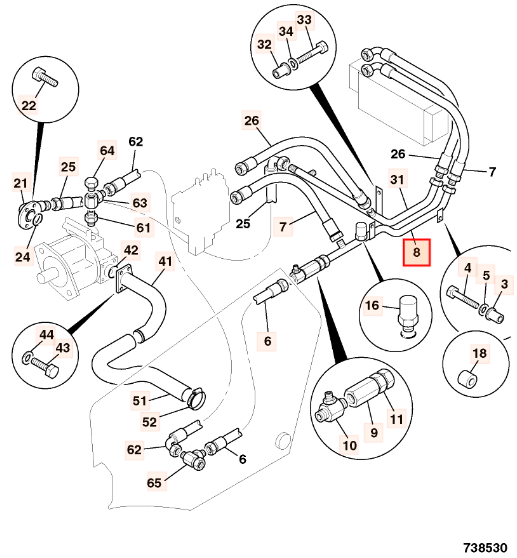 Трубка гидравлическая JCB 335/07531, 335-07531, 33507531