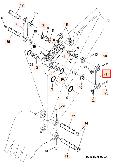 Тяга соединения ковша с лева JCB JLV0523, JLV0452