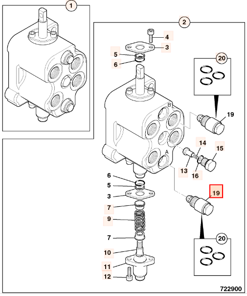 Клапан ARV (207 bar) JCB 25/222371, 25-222371, 25222371