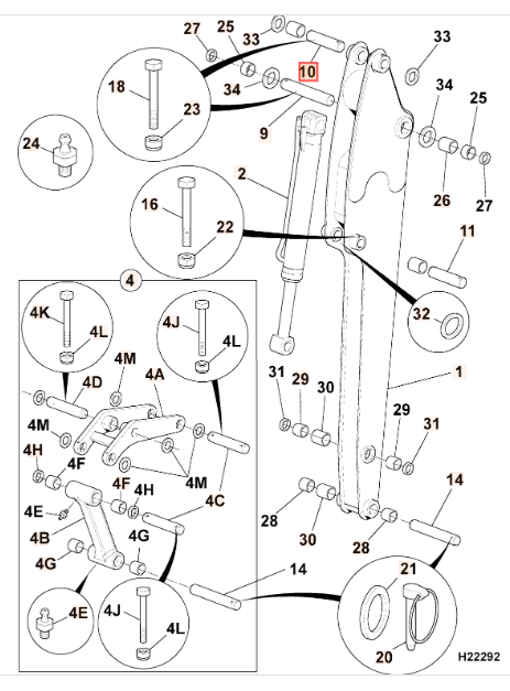 Палец стрелы JCB 234/06801, 234-06801, 23406801