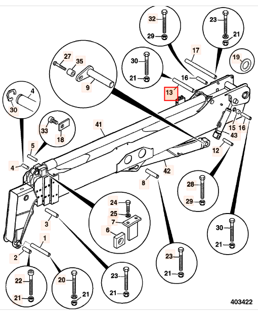 Палец стрелы JCB 811/90192, 811-90192, 81190192