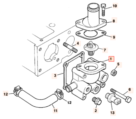 Корпус термостата JCB 02/630878, 02/630878, 02/630878