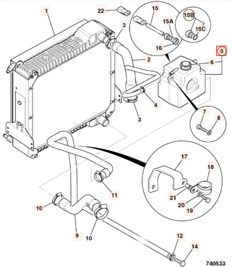 Бачок расширительный JCB 128/14754, 128/15313, 128-14754, 128-15313, 12814754, 12815313