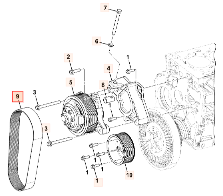 Ремень привода двигателя JCB 320/08808, 320-08808, 32008808