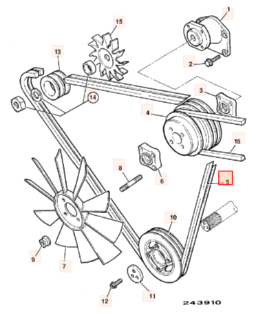 Ремень вентилятора JCB 01/124405, 01-124405, 01124405