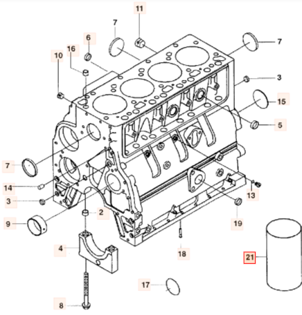 Гильза цилиндра двигателя JCB 4010/16941, 02/910021, 4010-16941, 02-910021, 401016941, 02910021
