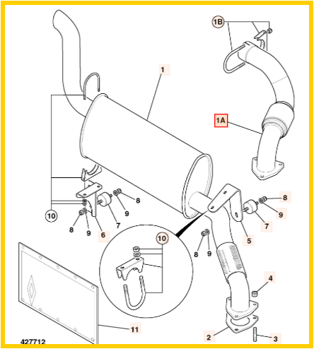 Труба глушителя JCB 331/59949