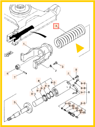 Пружина натяжителя гусеницы JCB KBA0218